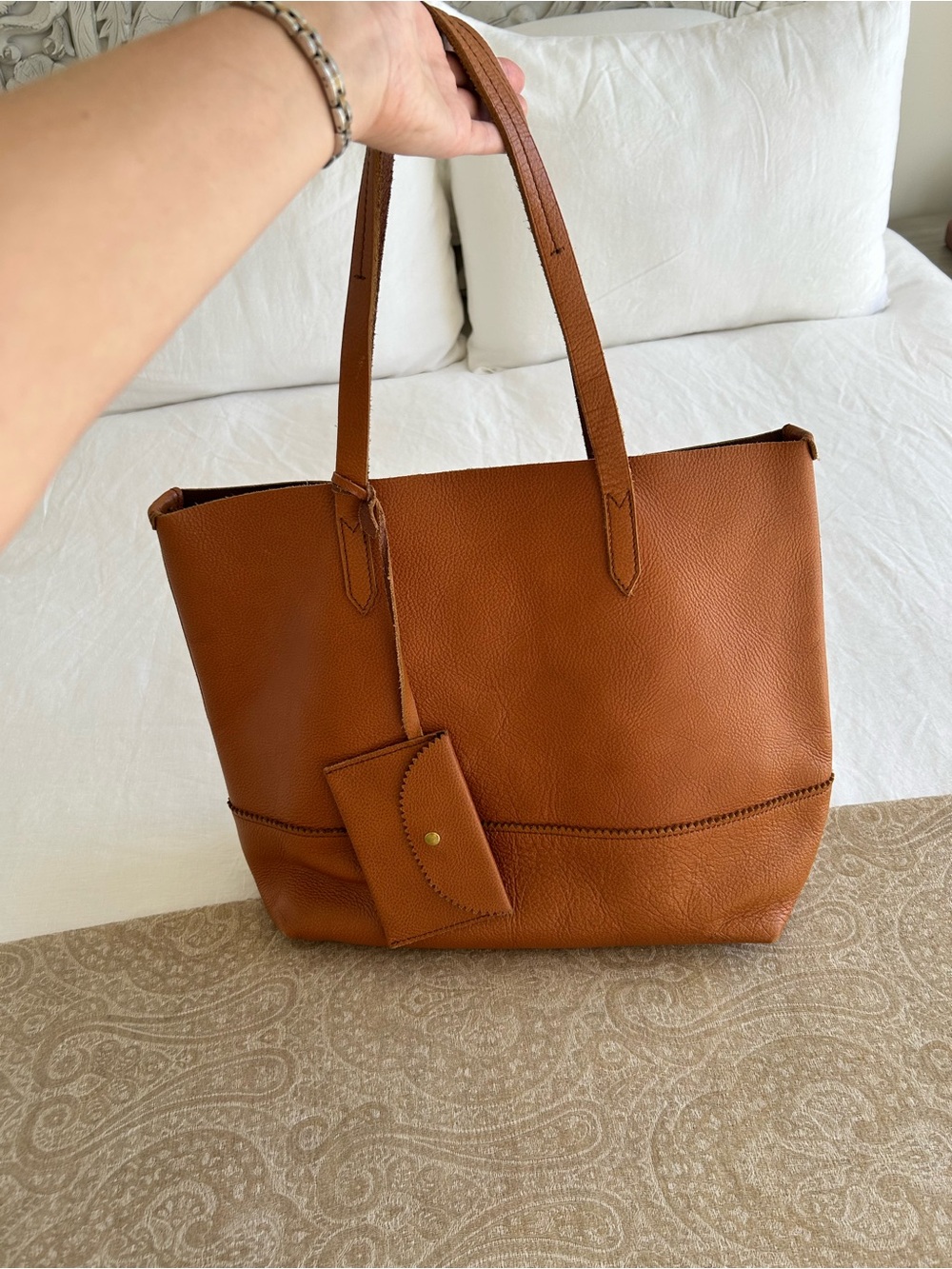 J. Crew 100% Leather Brown Leather Tote Bag with Removable Pouch - Women